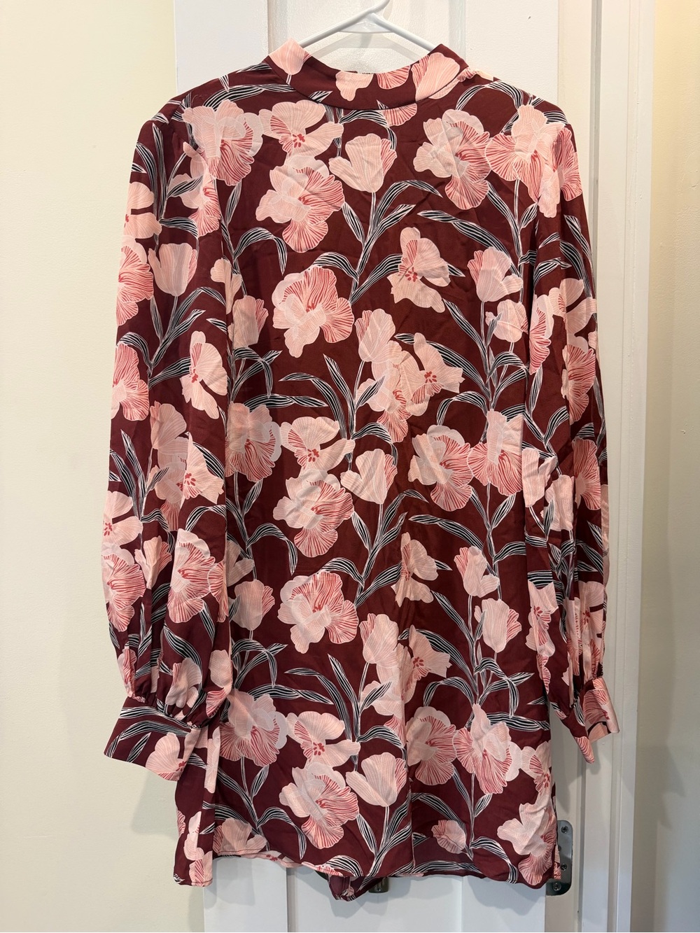Pink and Burgundy Silk Floral Dress